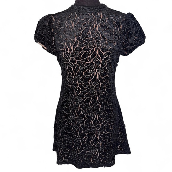Free People Hide & Seek Black Velvety Mini Dress Whimsygoth Women’s Size 2 NWT - Picture 4 of 11